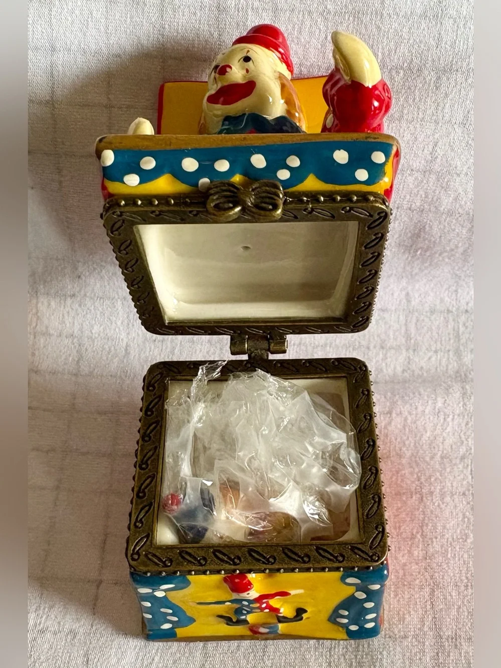Vintage Ceramic Clown Small Trinket Box